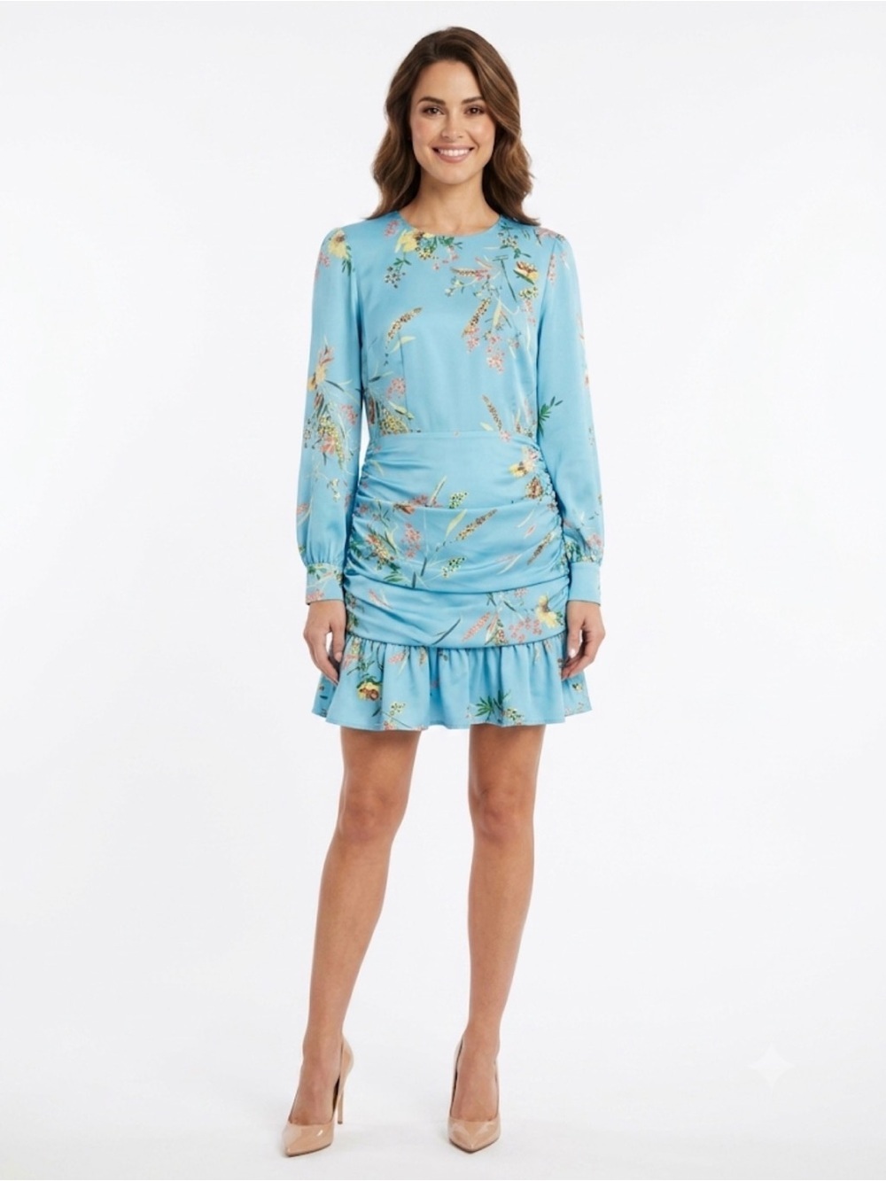 Rachel Rachel Roy women’s Blair Ruched Ruffle-Hem Dress NWT SZ 10